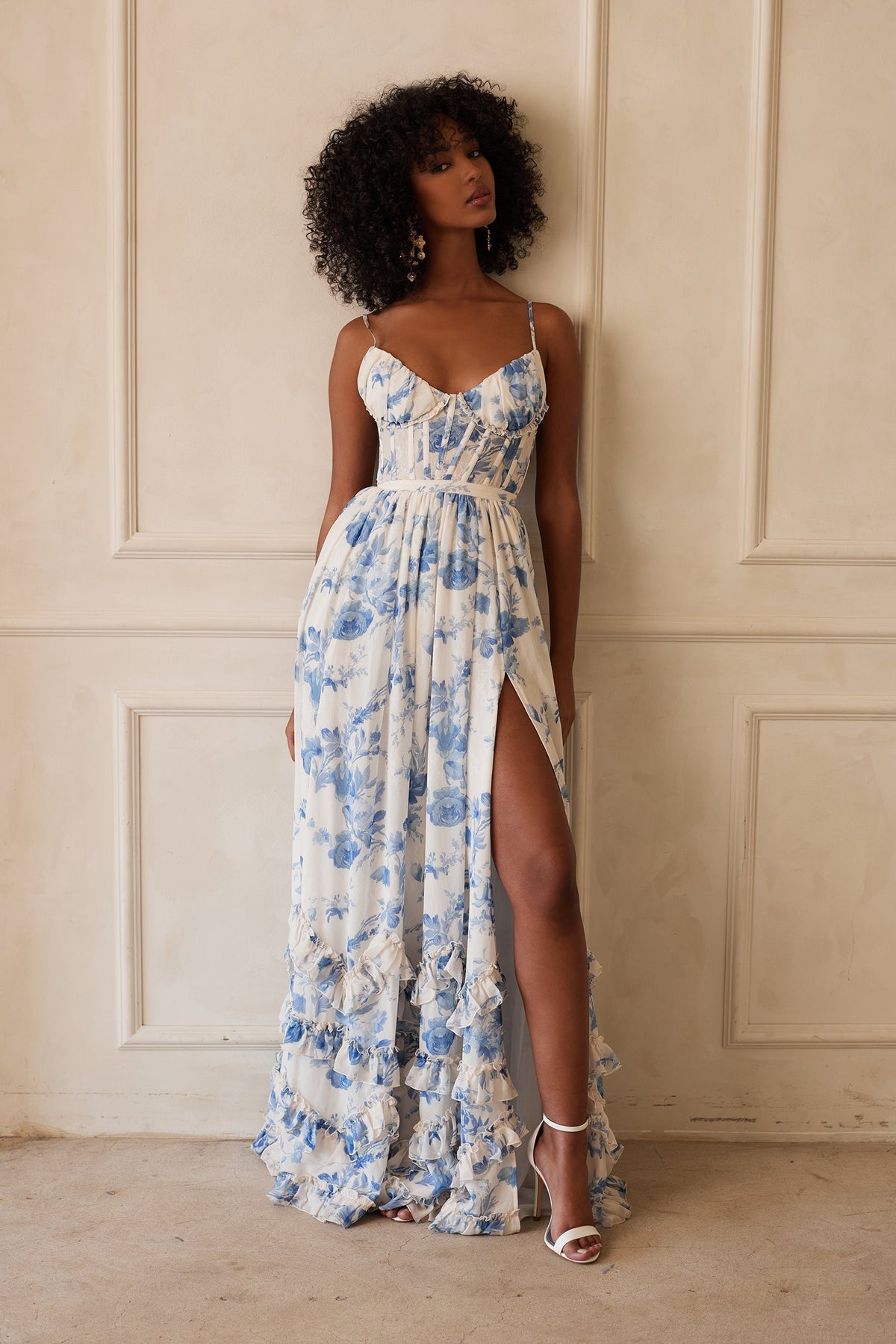 ASUNCION | CORSET MAXI DRESS - Blue Floral