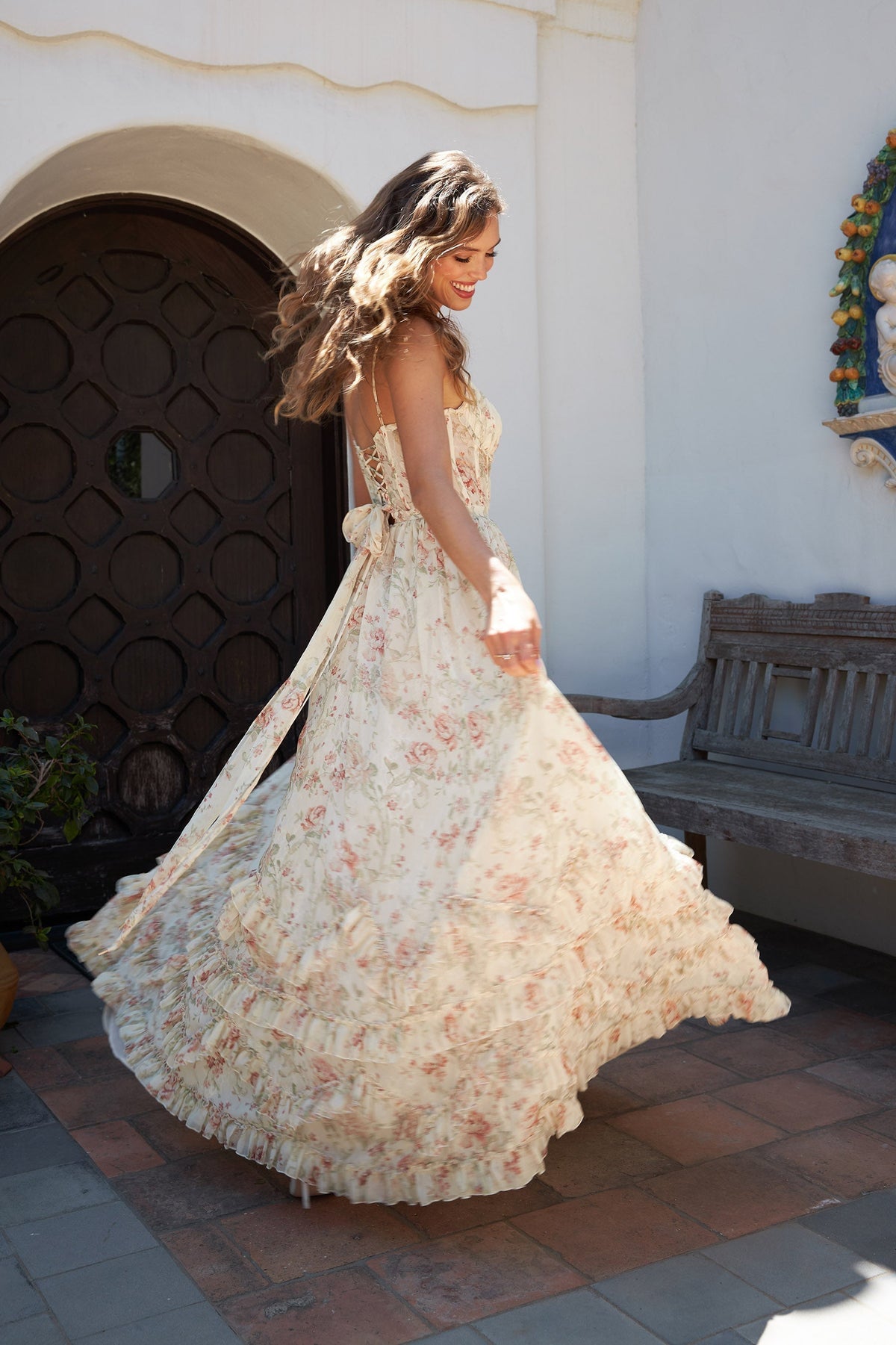 ASUNCION | CORSET MAXI DRESS - Cream Floral
