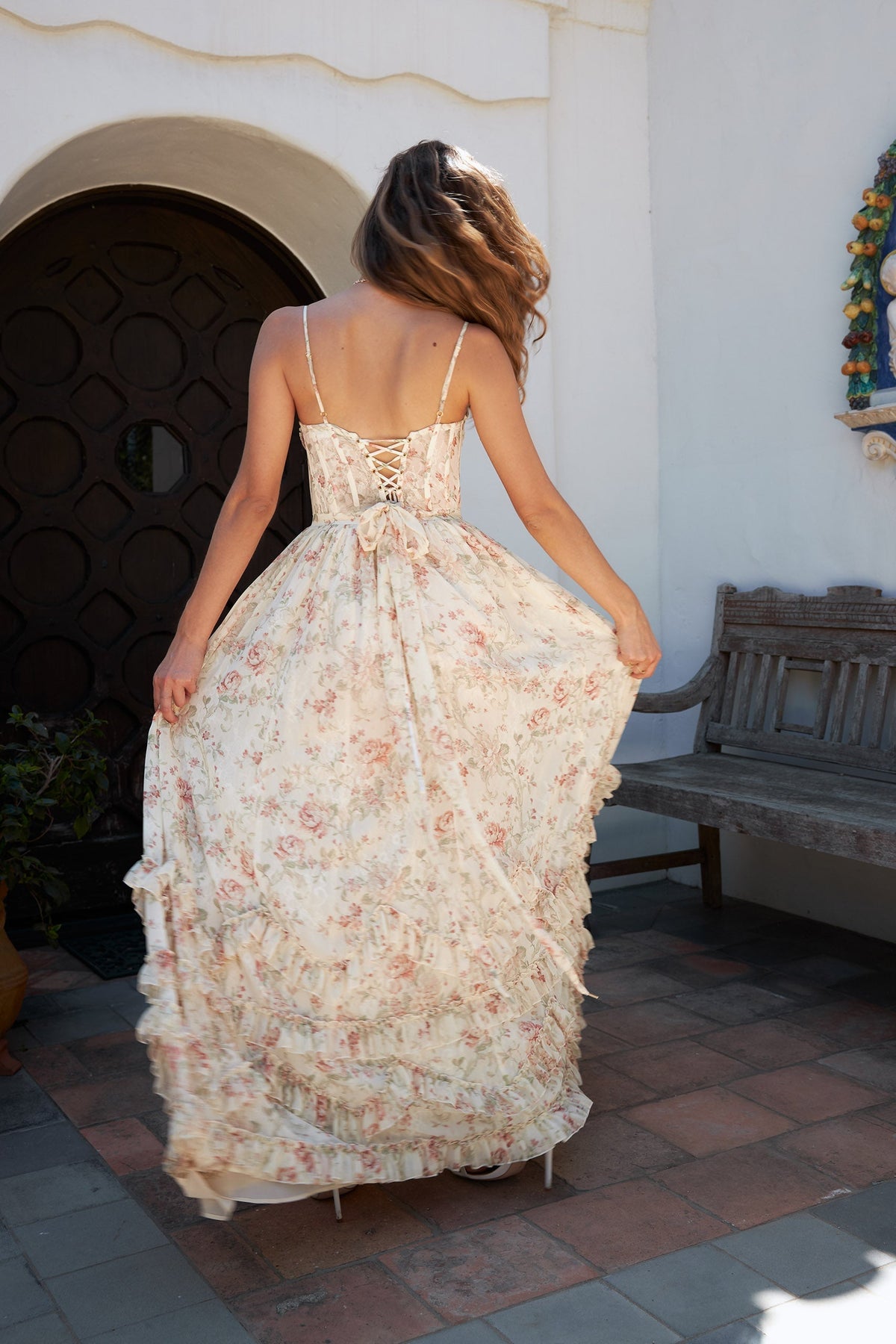 ASUNCION | CORSET MAXI DRESS - Cream Floral