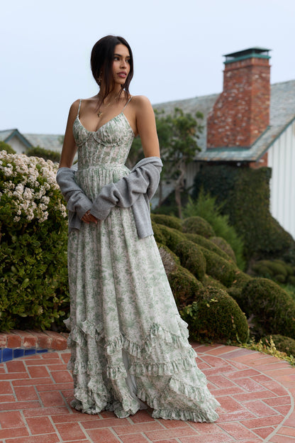 ASUNCION | CORSET MAXI DRESS - Sage Floral