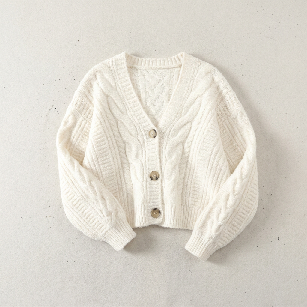 AURIELLE | CABLE KNIT TOP - White
