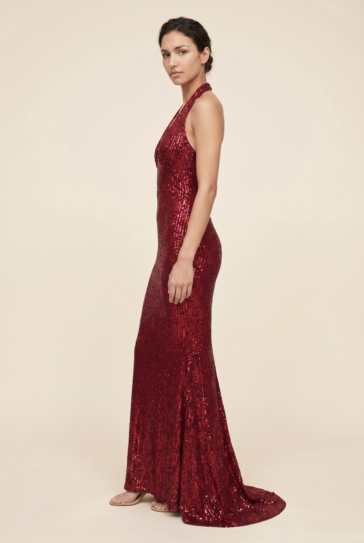 AUROLIA | SEQUIN MAXI DRESS - Deep Red