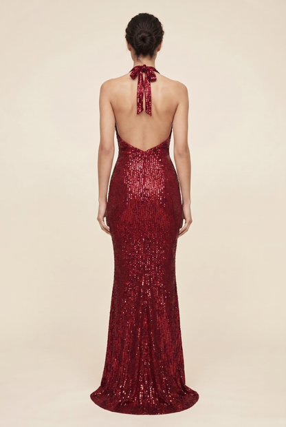 AUROLIA | SEQUIN MAXI DRESS - Deep Red