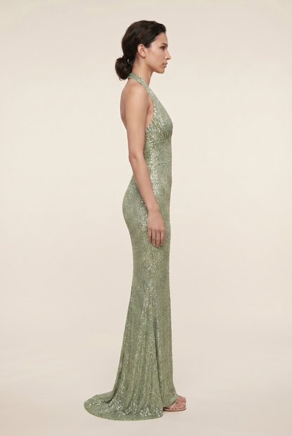 AUROLIA | SEQUIN MAXI DRESS - Sage Green