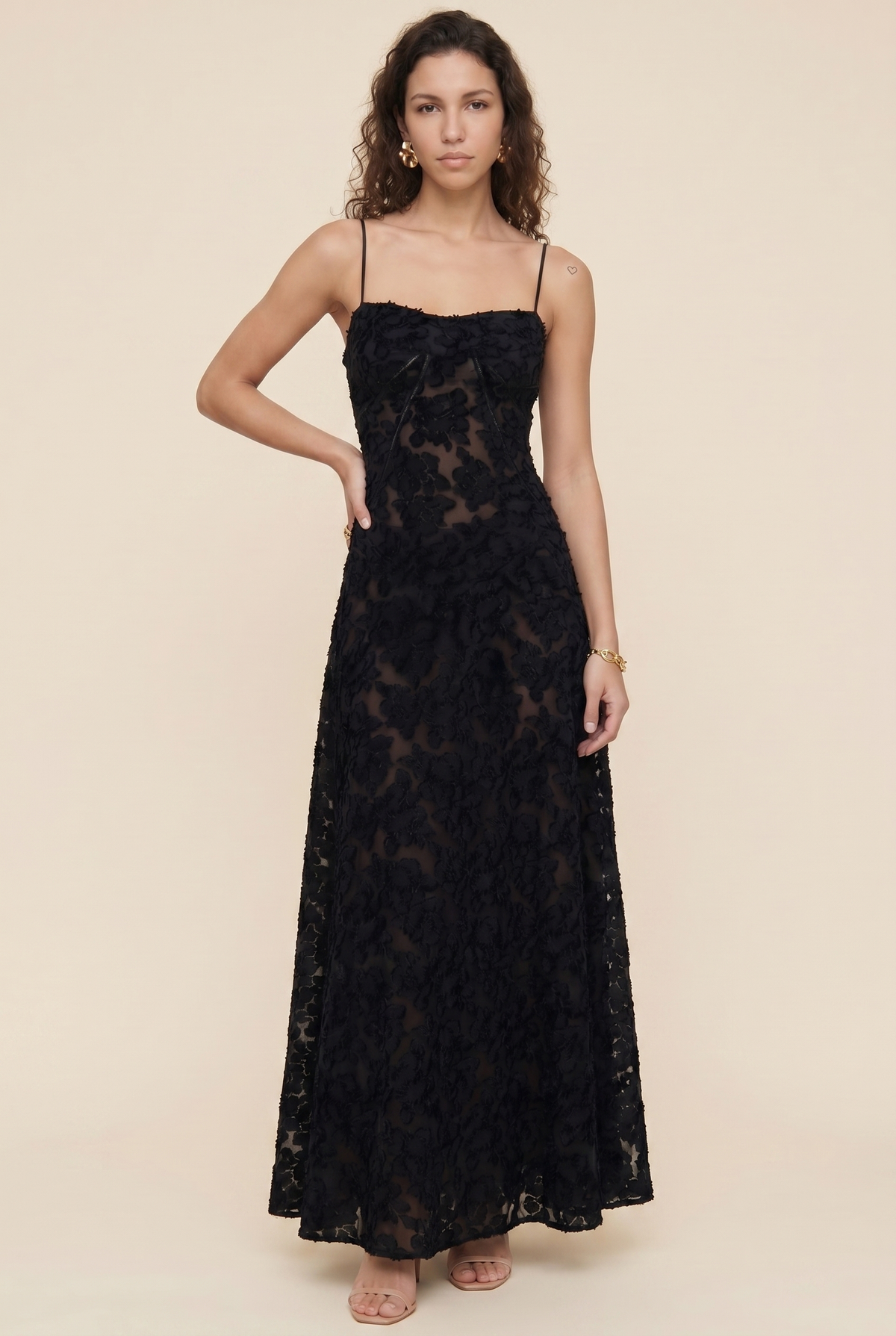 AURORE | LACE MAXI DRESS - Black