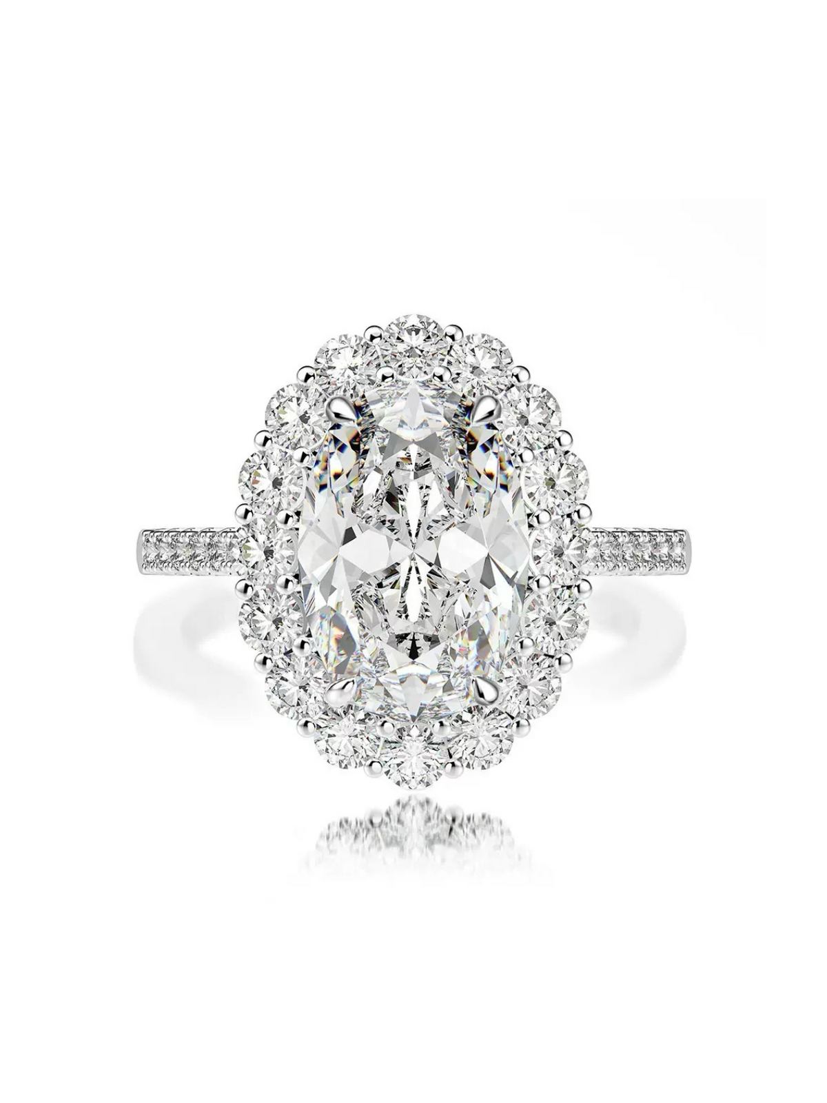 AVALYN | OVAL HALO RING - White