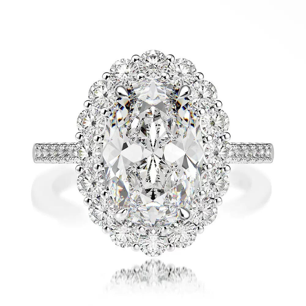 AVALYN | OVAL HALO RING - White