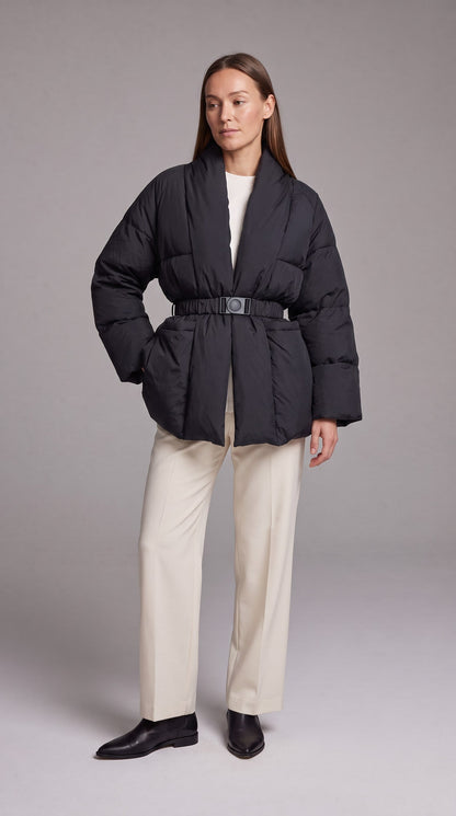 AVONLEA | BELTED QUILTED PUFFER COAT - Black