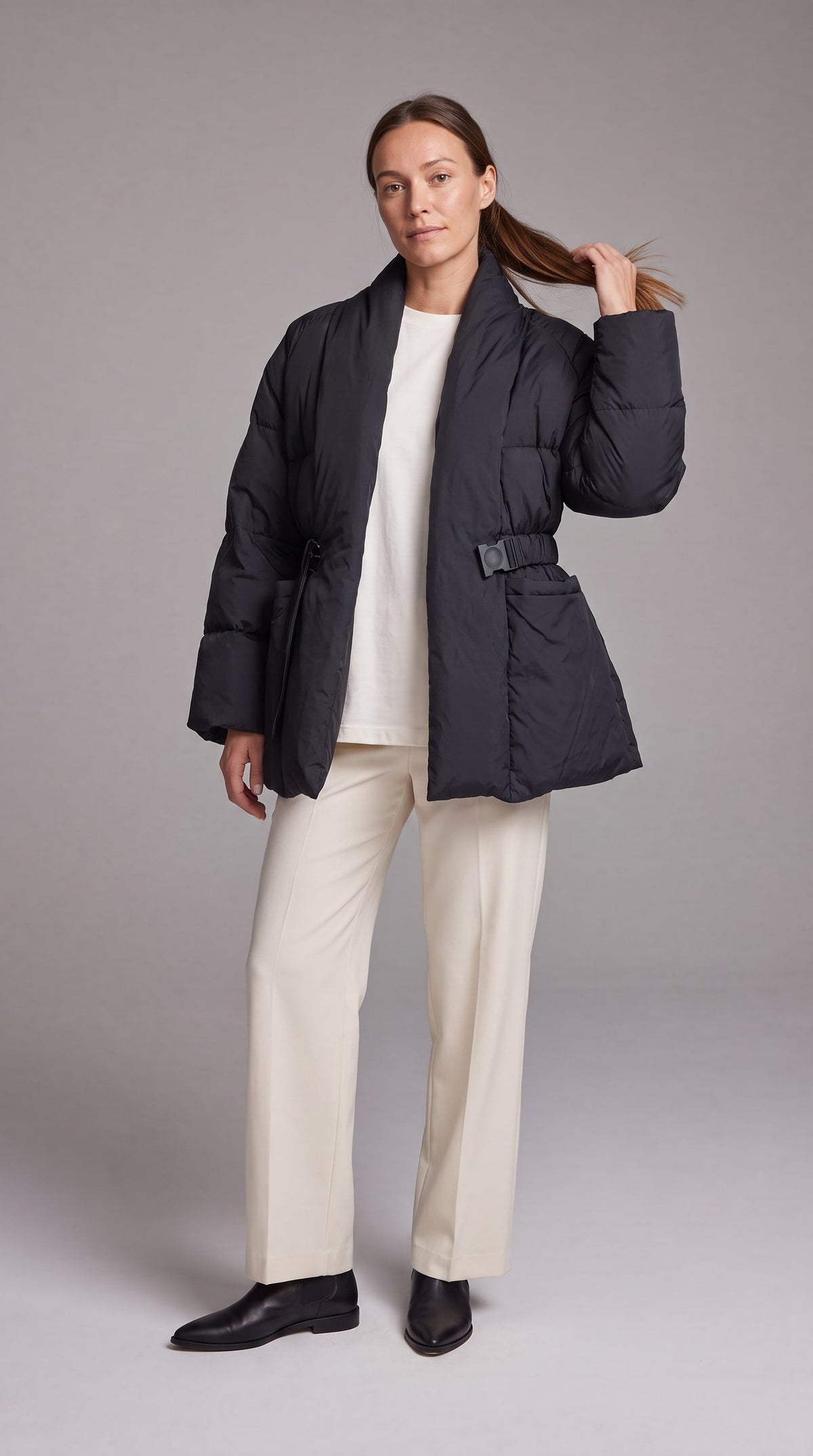 AVONLEA | BELTED QUILTED PUFFER COAT - Black