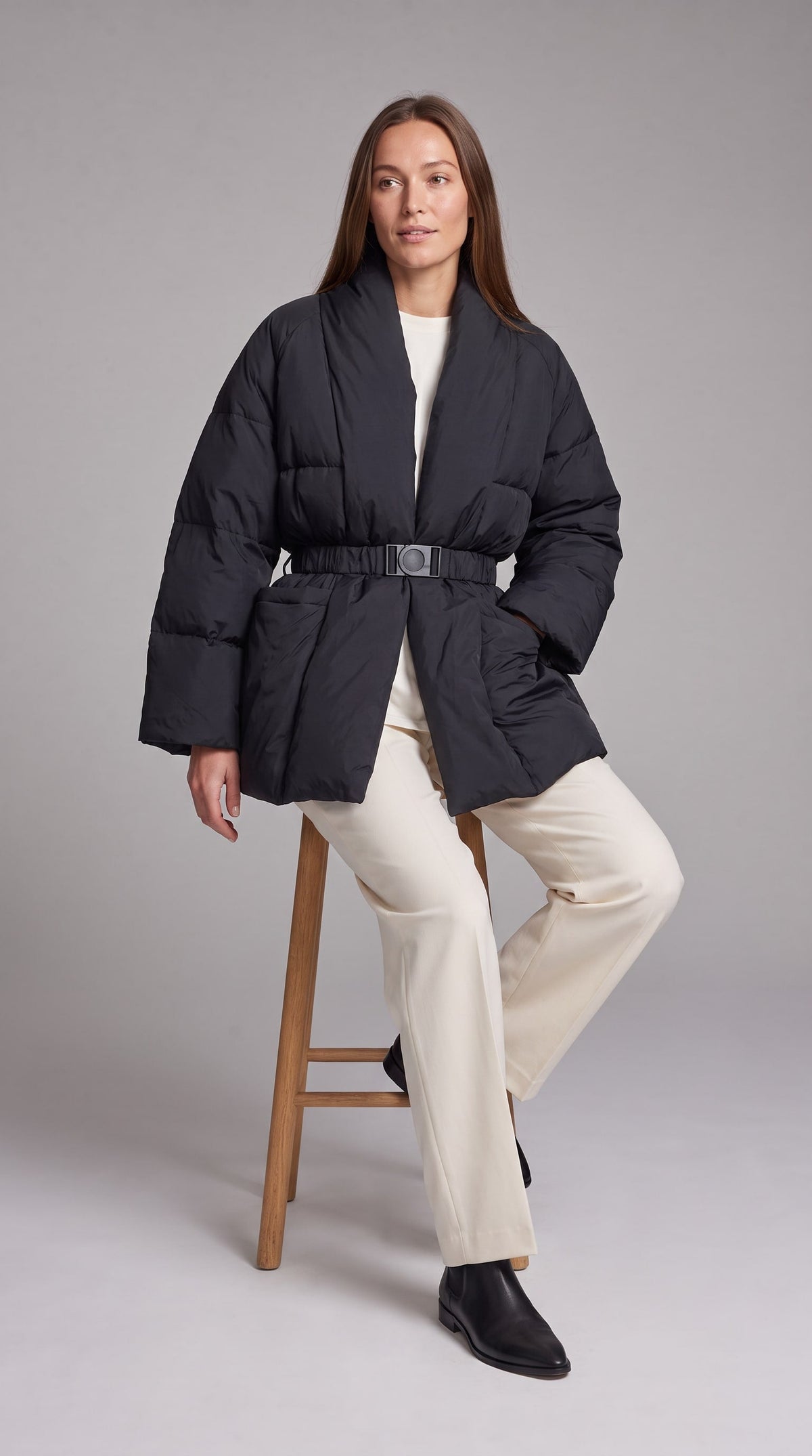 AVONLEA | BELTED QUILTED PUFFER COAT - Black
