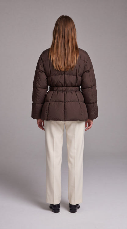 AVONLEA | BELTED QUILTED PUFFER COAT - Brown