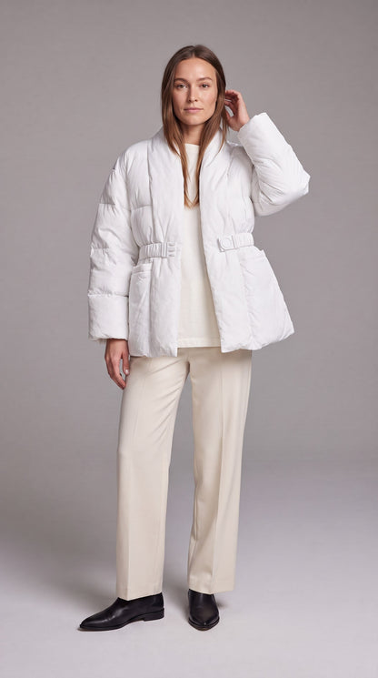 AVONLEA | BELTED QUILTED PUFFER COAT - White