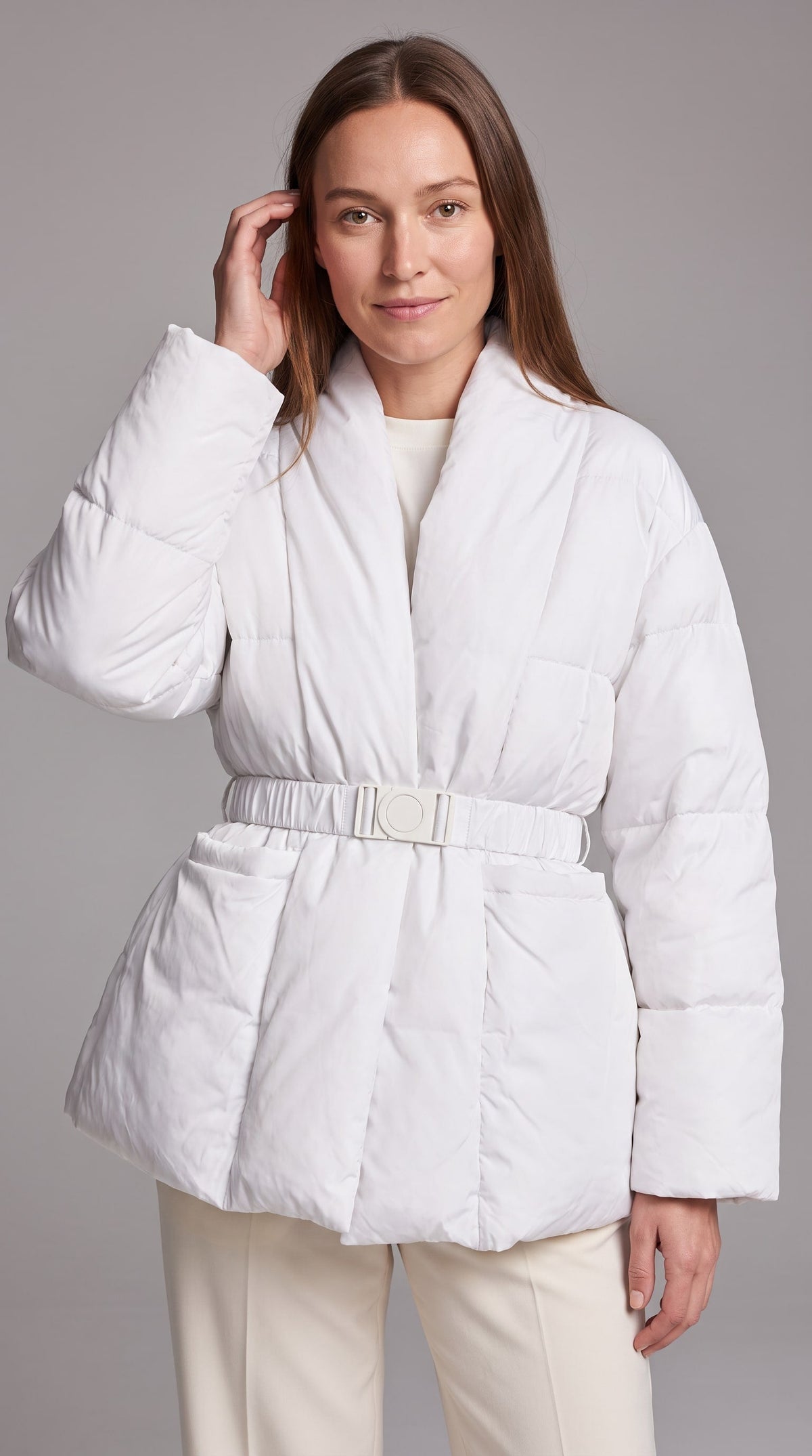 AVONLEA | BELTED QUILTED PUFFER COAT - White