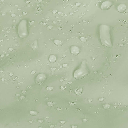 Sage green nylon fabric with water-resistant beading detail