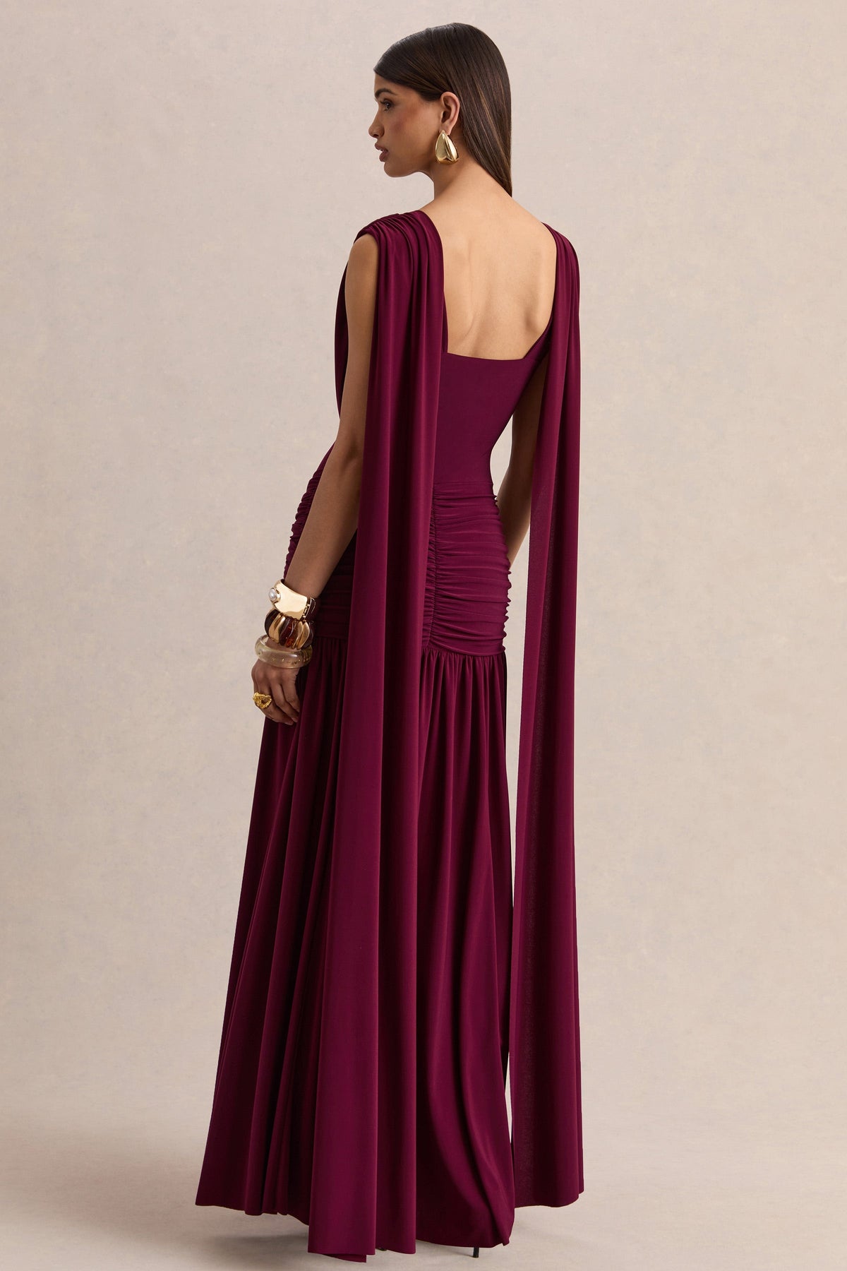 AYLIN | COWL NECK MAXI DRESS - Burgundy