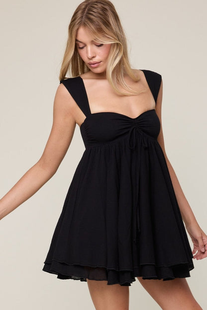 BABETTE | SWEETHEART BABYDOLL MINI DRESS - Black