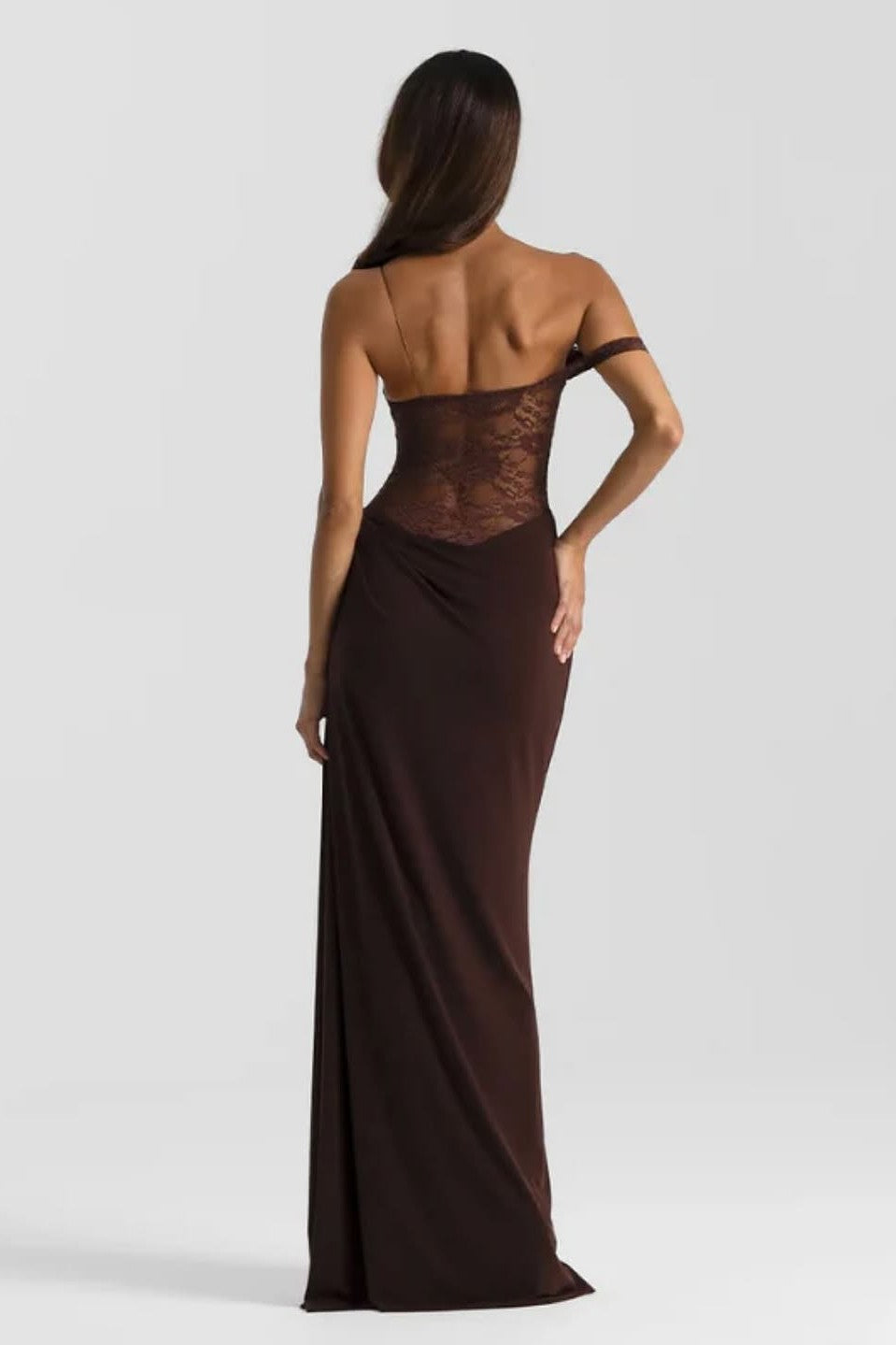 BACELA | LACE MAXI DRESS - Chocolate Brown