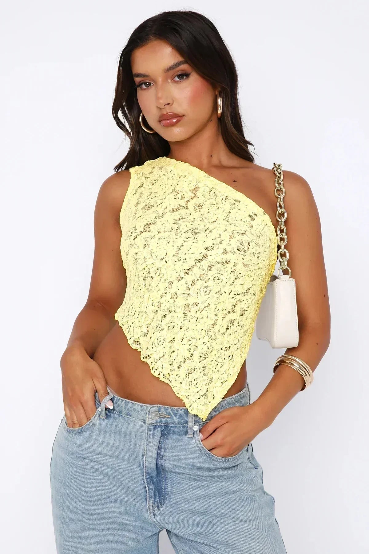 BAILA | LACE TOP - Lemon Yellow