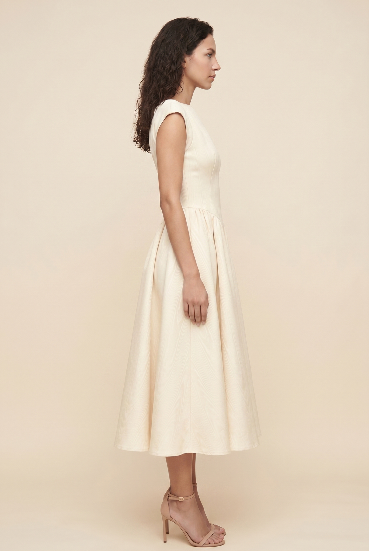 BERNADETTE | CAP SLEEVE MIDI DRESS - Ivory