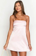 BETSY | PLEATED BUST SLIP MINI DRESS - Light Pink