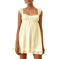 BILLIE | RUFFLE STRAP BABYDOLL MINI DRESS - Butter Yellow