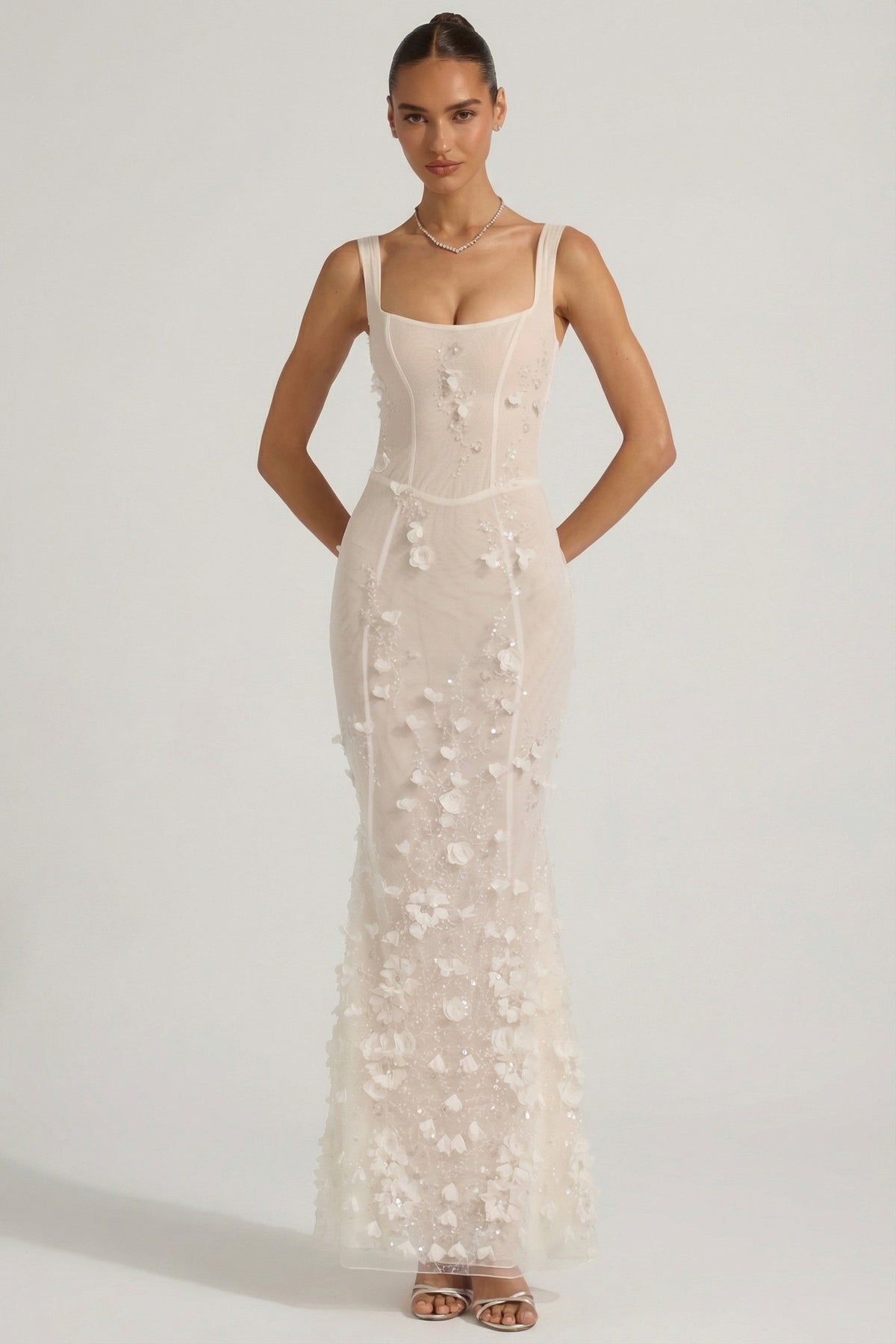 BLOSSOM | APPLIQUE CORSET GOWN - Ivory