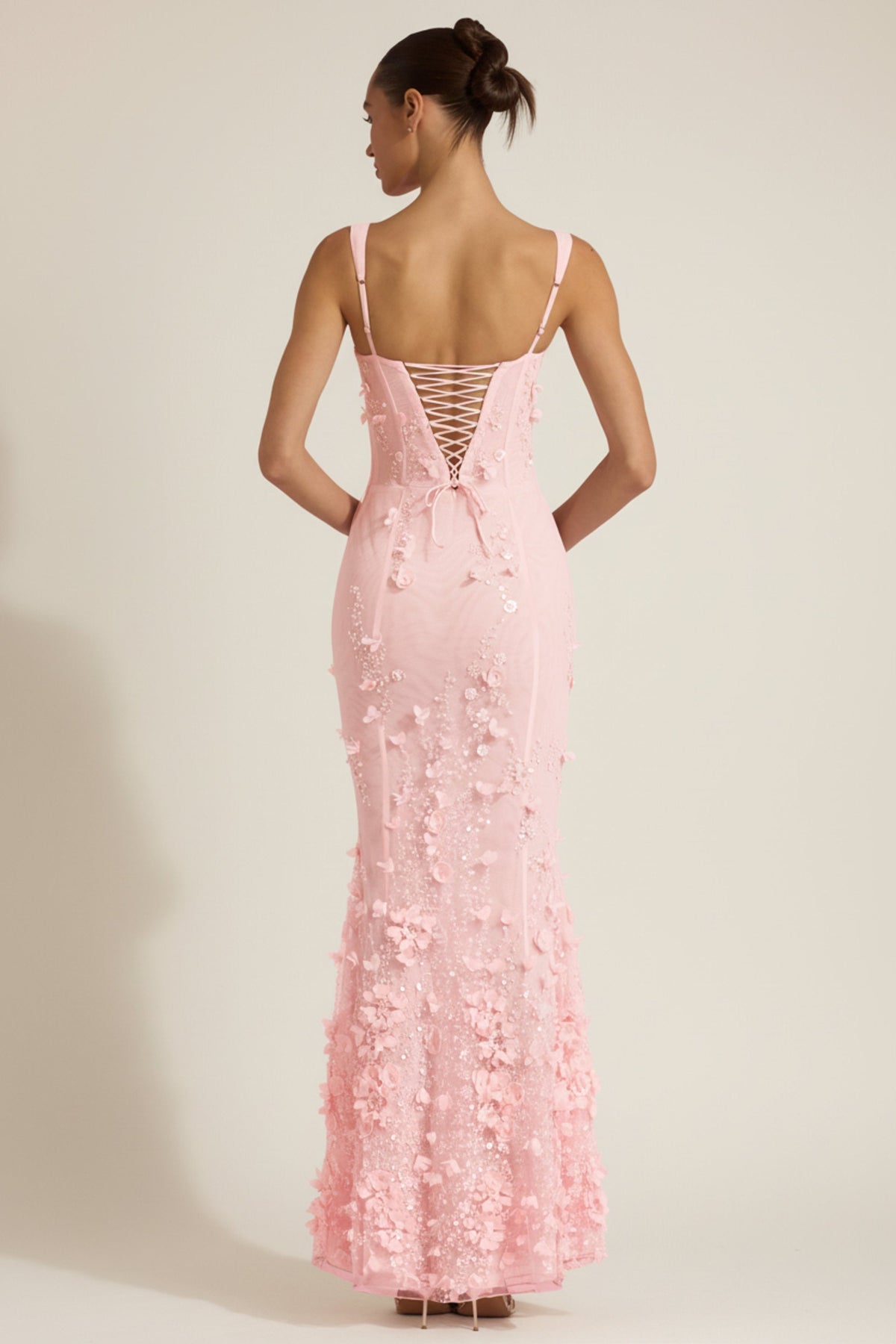 BLOSSOM | APPLIQUE CORSET GOWN - Pink