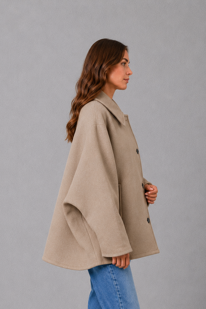 BRIGID | VINTAGE RELAXED LONGLINE COAT - Taupe