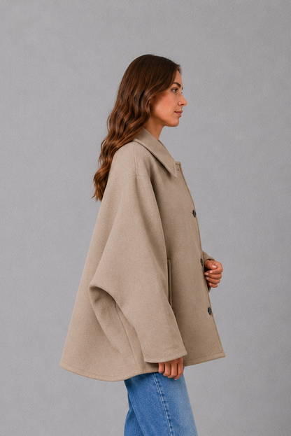 BRIGID | VINTAGE RELAXED LONGLINE COAT - Taupe