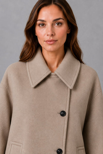 BRIGID | VINTAGE RELAXED LONGLINE COAT - Taupe