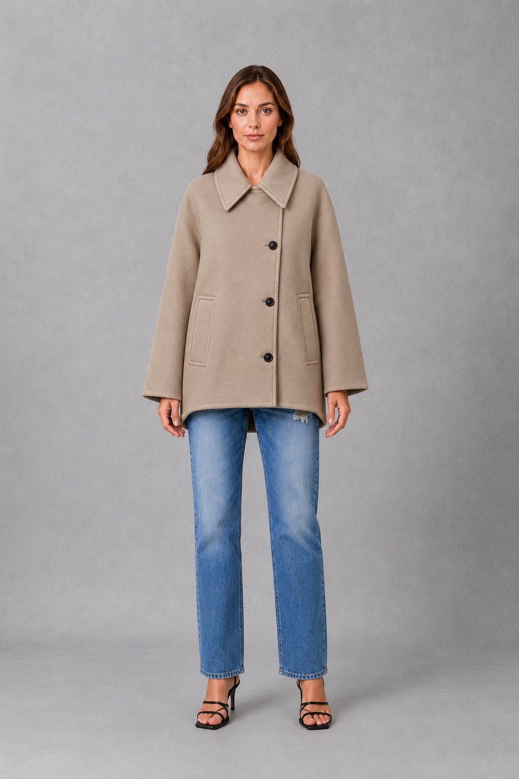 BRIGID | VINTAGE RELAXED LONGLINE COAT - Taupe