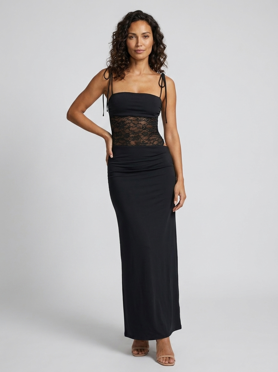 BRIGITTE | LACE MAXI DRESS - Black