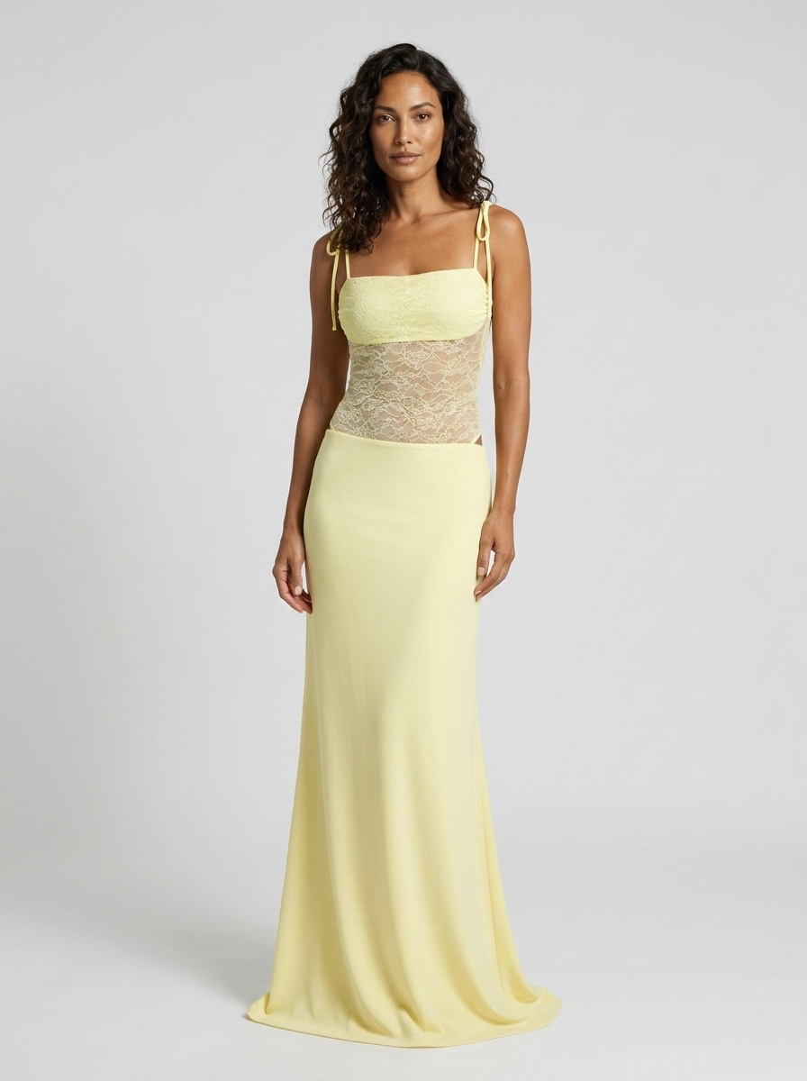BRIGITTE | LACE MAXI DRESS - Butter Yellow