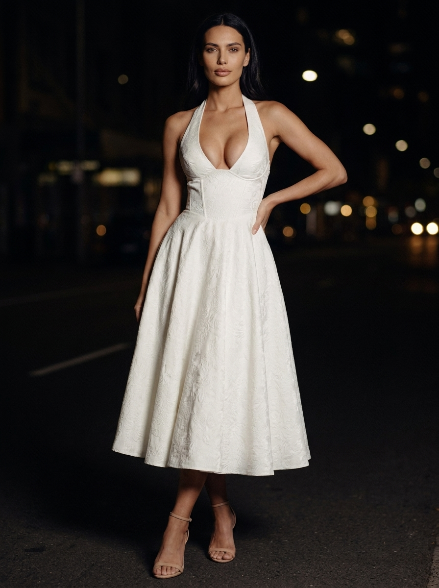 BRONTE | HALTER MIDI DRESS - Ivory