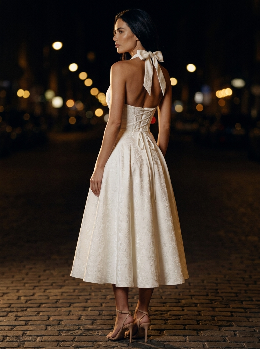 BRONTE | HALTER MIDI DRESS - Ivory