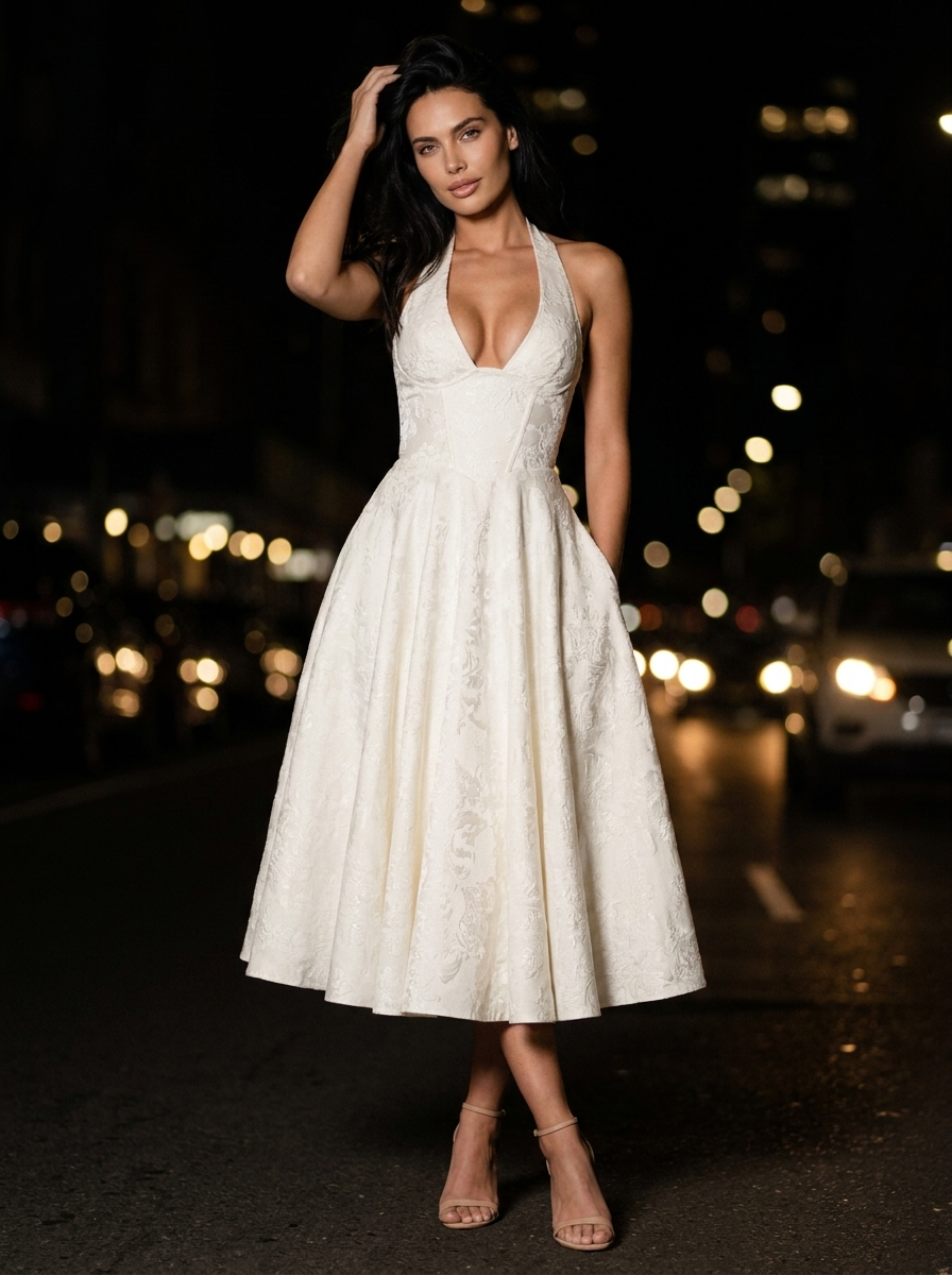 BRONTE | HALTER MIDI DRESS - Ivory