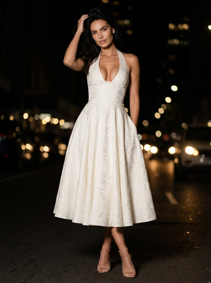 BRONTE | HALTER MIDI DRESS - Ivory