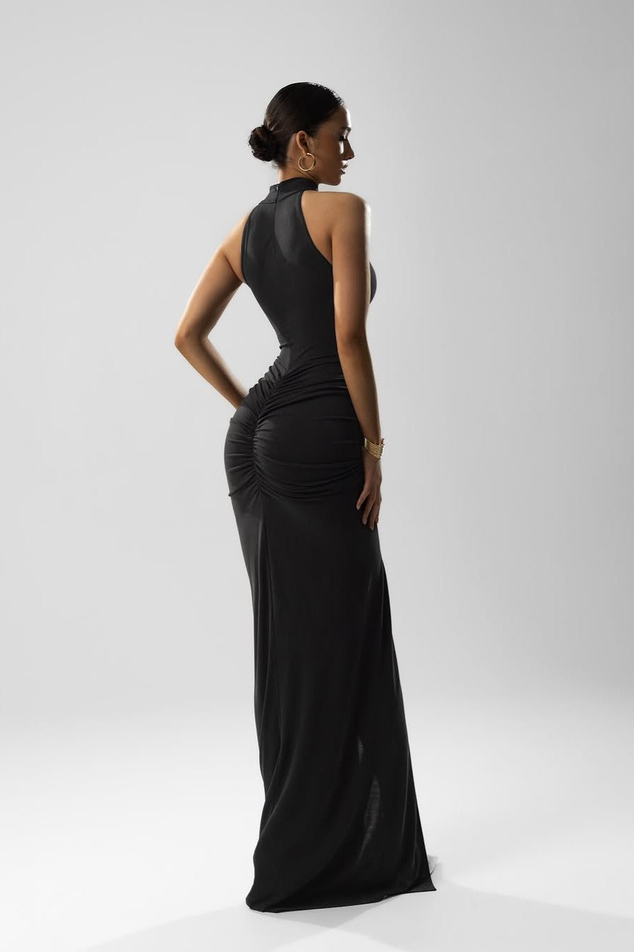 BURGINA | HALTER MAXI DRESS - Black
