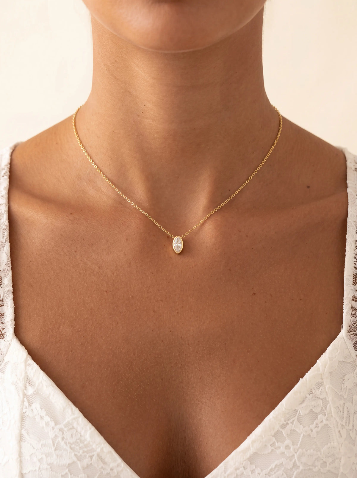 CAIA | MARQUISE SOLITAIRE NECKLACE - Gold