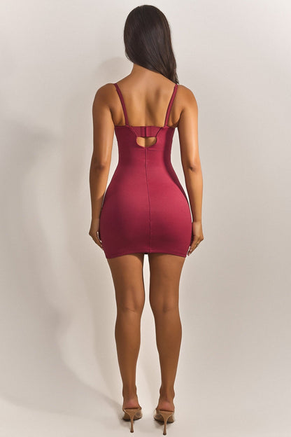 CALLIOPE | SCULPTED MINI DRESS - Burgundy