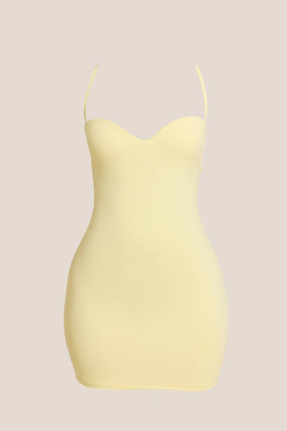 CALLIOPE | SCULPTED MINI DRESS - Butter Yellow