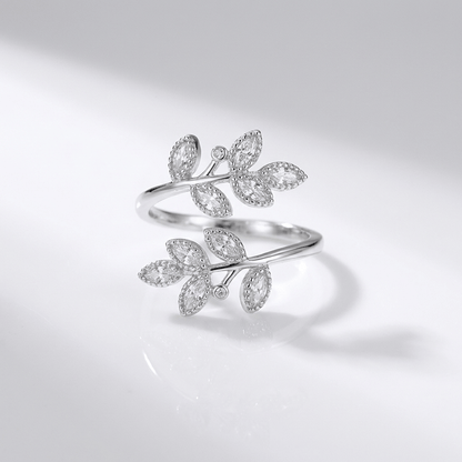 CAPRICE | LEAF WRAP RING - White