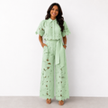 CASILDA | SCALLOPED LACE WIDE LEG SET - Mint Green