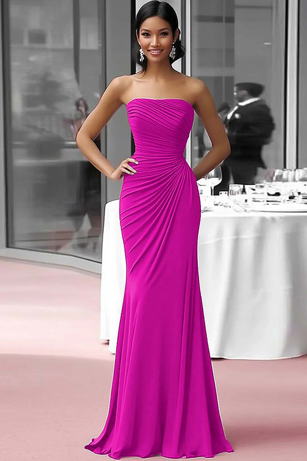 CATRIONA | STRAPLESS MAXI DRESS - Fuchsia