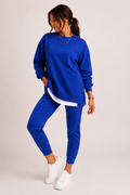 CAYLA | SIDE SLIT SWEATSHIRT JOGGER SET - Cobalt Blue