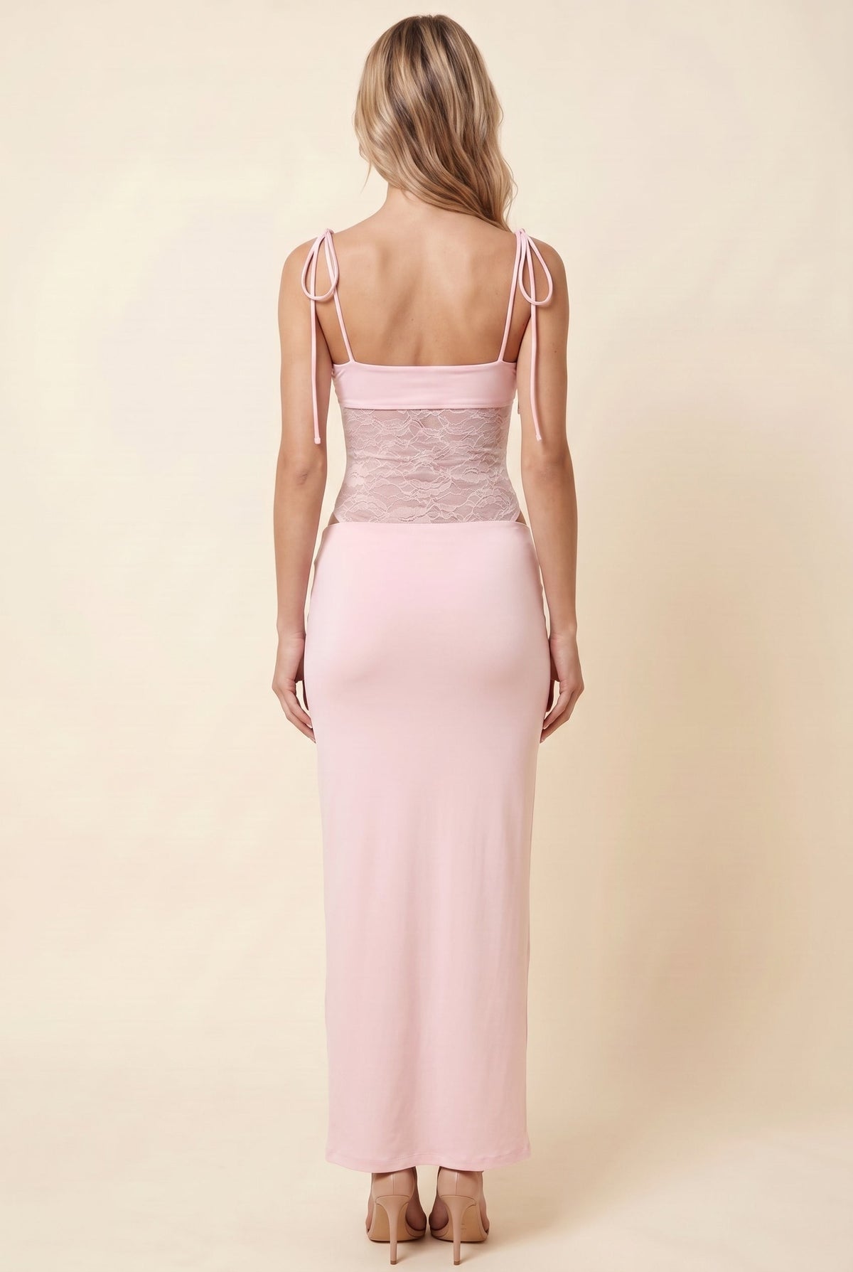 CECILE | LACE MAXI DRESS - Baby Pink