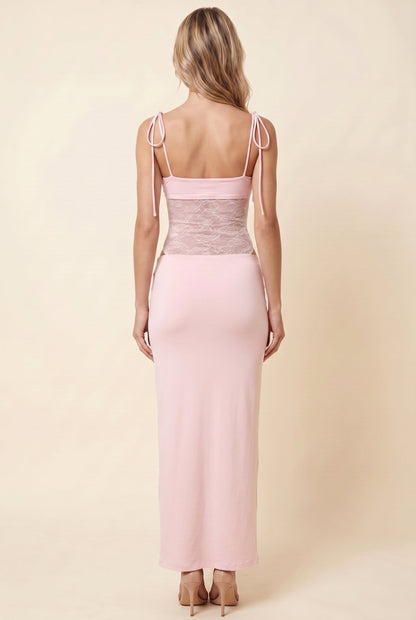 CECILE | LACE MAXI DRESS - Baby Pink