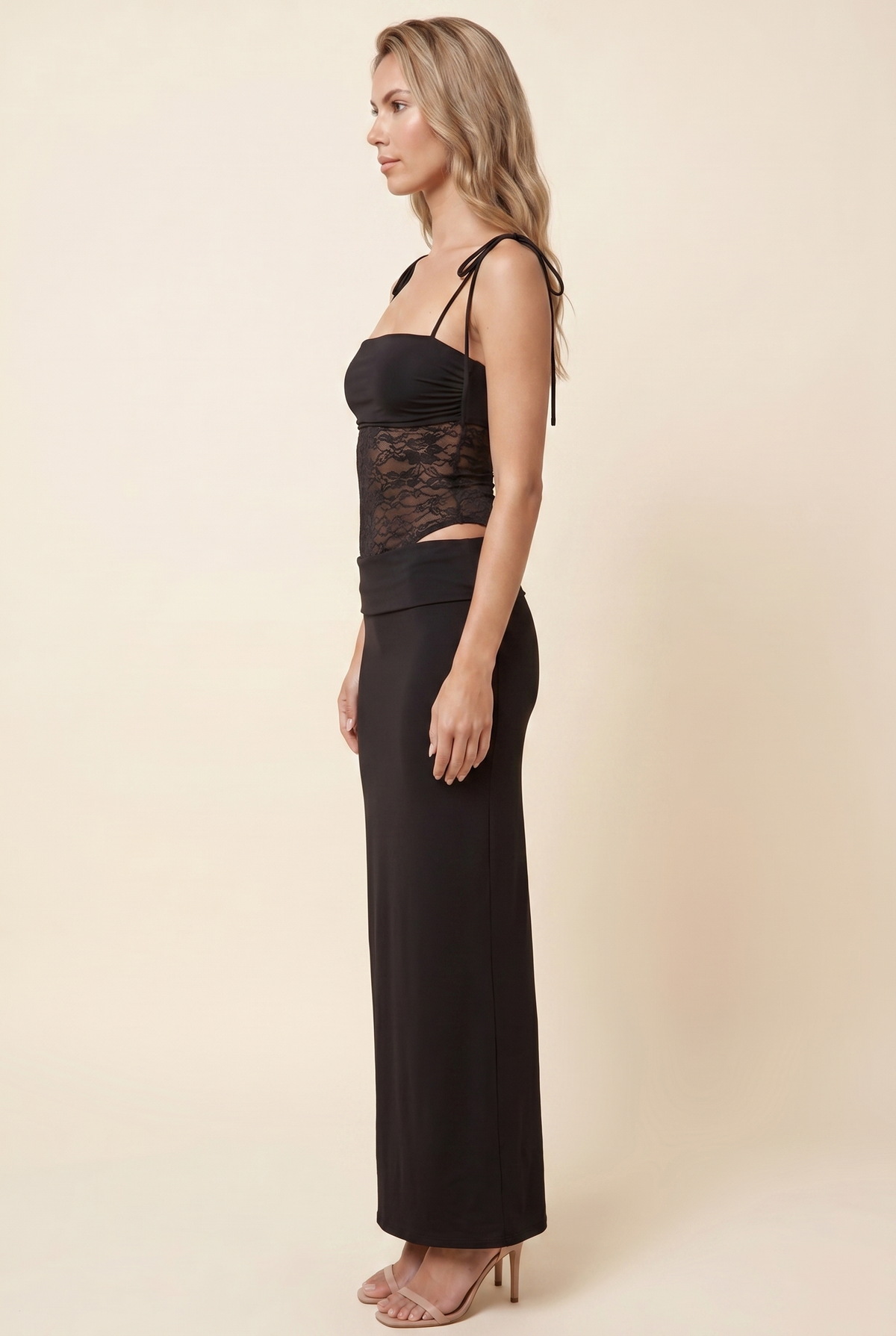 CECILE | LACE MAXI DRESS - Black
