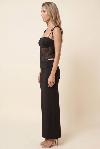 CECILE | LACE MAXI DRESS - Black