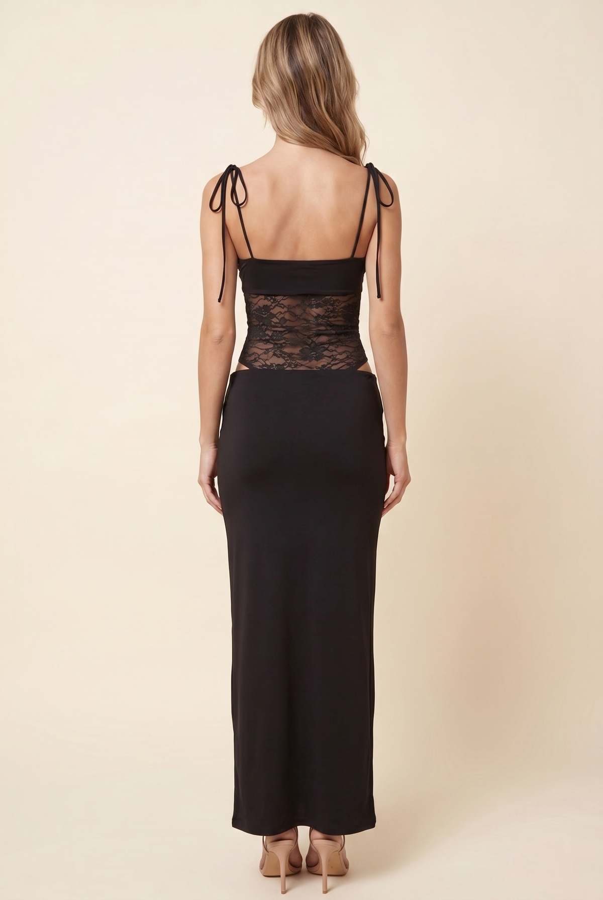 CECILE | LACE MAXI DRESS - Black